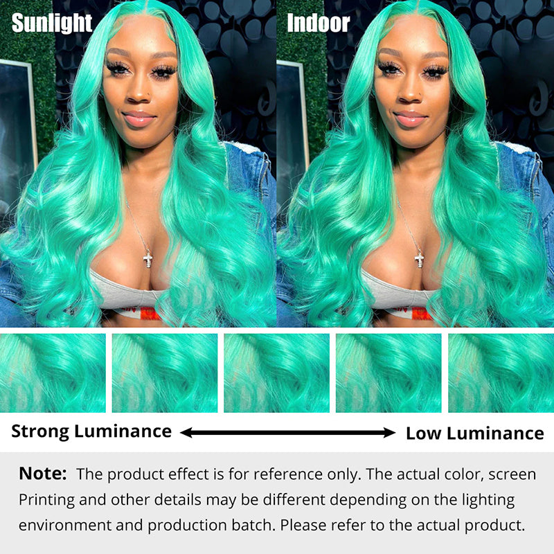 OneMore Mint Green Color Real Human Hair Wig HD Transparent Lace Human Hair Wigs Tiffany Blue Color