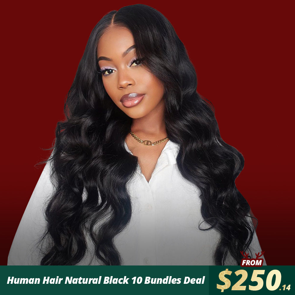 OneMoreHair Human Hair Natural Black 10 Bundles Deal