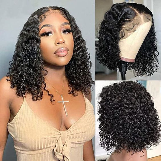 13x4 Short Lace Front Wig Deep Wave Bob Wigs Human Hair Pre Plucked Bob Wig Styles