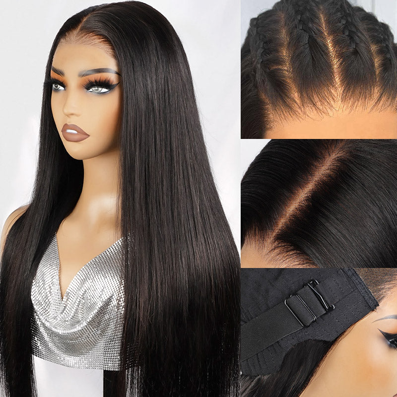 Glueless 13x6 HD Lace Front Wig Straight Hair Pre Plucked and Bleached ...