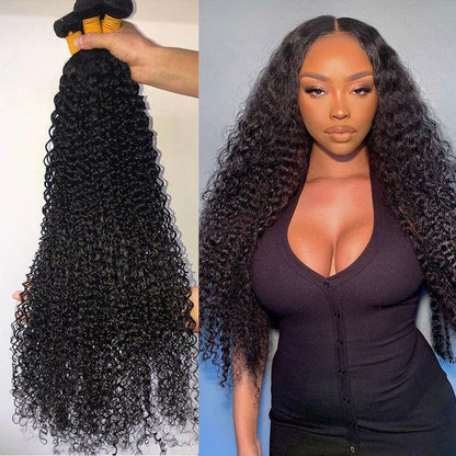 Curly Bundles with Frontal Kinky Curly 3 Bundles with 13x4 Lace Frontal Closure