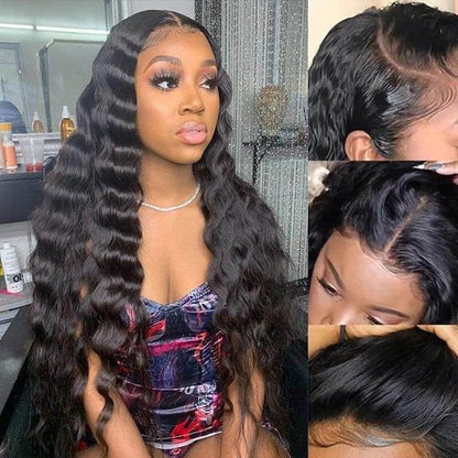 Loose Deep Wave 13x4 Transparent Lace Front Wig Deep Loose Wave Human Hair Wigs