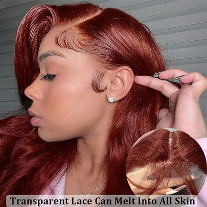 OneMore Reddish Brown Body Wave Wig HD Lace Front Wigs 180% Density Colored Human Hair Wig