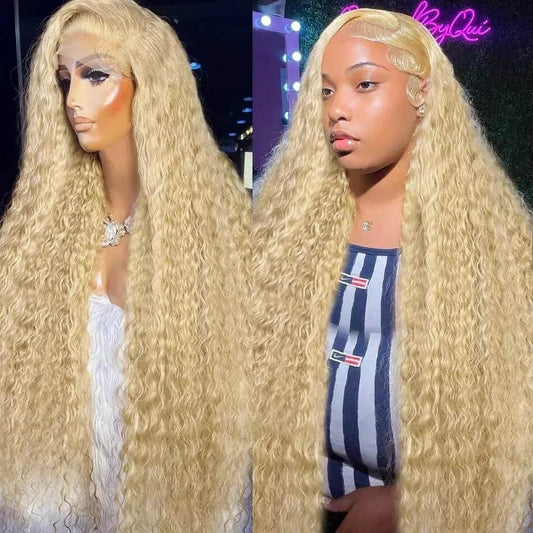 Honey Blonde Lace Front Wig Glueless Deep Wave Wigs 613 Blonde Lace Frontal Wig Transparent Deep Curly Wig