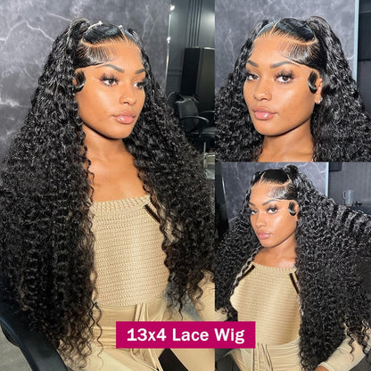 Overnight Shipping Pre Cut Glueless Deep Wave 13x4 Lace Front Human Hair Wigs Pre Plucked and Bleached