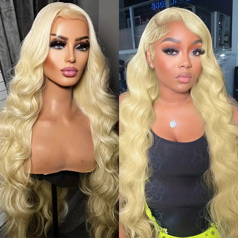 Glueless Blonde Lace Front Wig Brazilian Hair Body Wave HD Lace Wigs Pre Plucked and Bleached