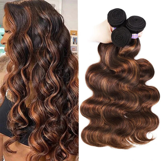 OneMore #FB30 Highlight Hair Bundles with Closure Brazilian Body Wave Human Hair Bundles