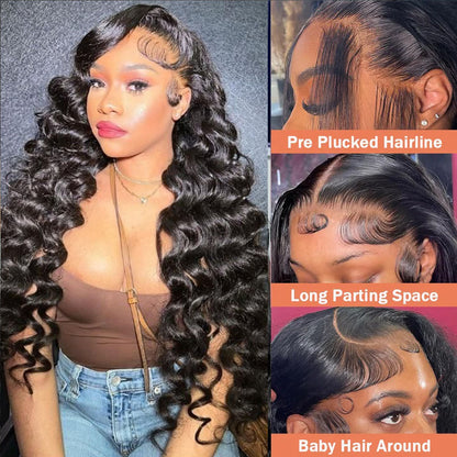 Loose Deep Wave 13x4 Transparent Lace Front Wig Deep Loose Wave Human Hair Wigs