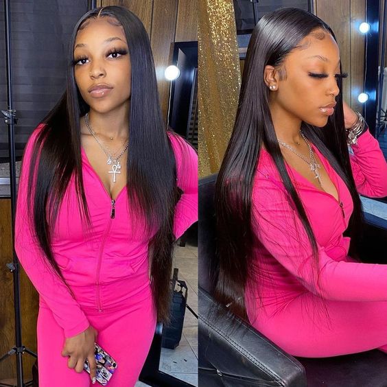 HD Lace Frontal with Bundles Brazilian Straight Hair 3 Bundles with 13x4 Lace Frontal Closure