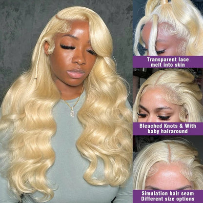 [22"=$59] OneMore 613 Blonde Lace Part Wig Straight / Body Wave Blonde Human Hair Wigs Flash Sale