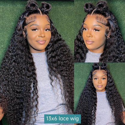 40 Inch HD Thin Lace Deep Wave 13x6 Lace Front Wig  Pre Plucked Glueless Lace Wig Deep Curly Hair