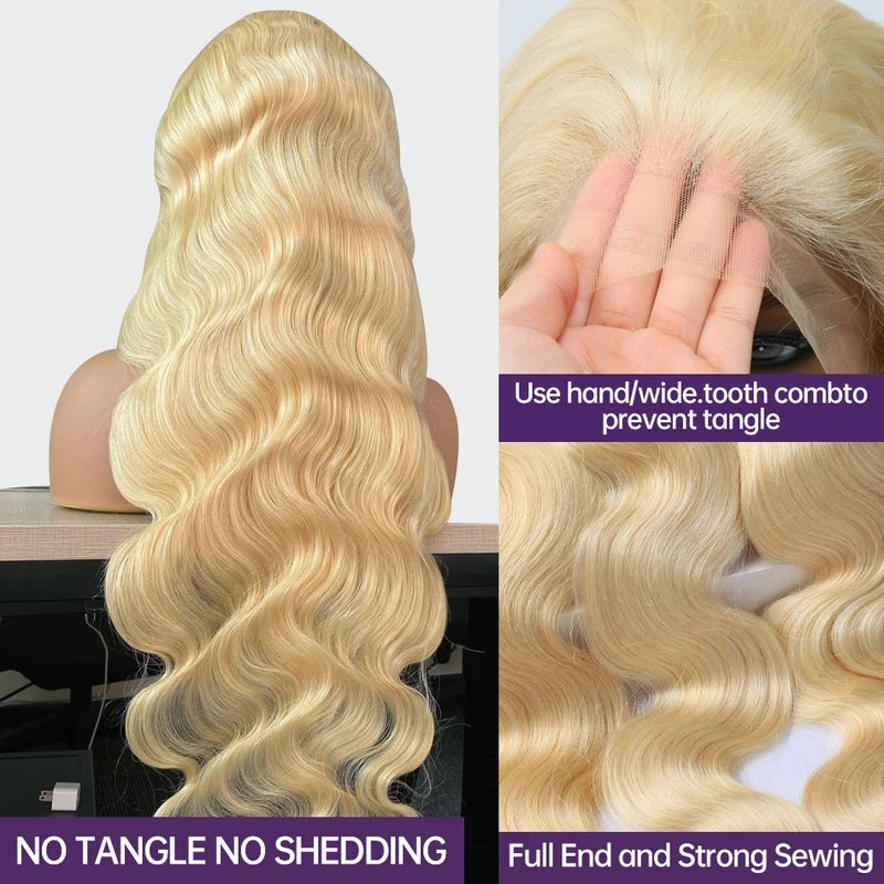 [22"=$59] OneMore 613 Blonde Lace Part Wig Straight / Body Wave Blonde Human Hair Wigs Flash Sale