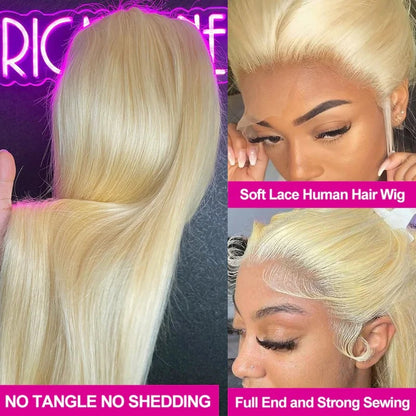 OneMore Blonde Lace Front Wig 613 Straight Human Hair Wigs 13x6 Lace Frontal Wigs Pre Plucked