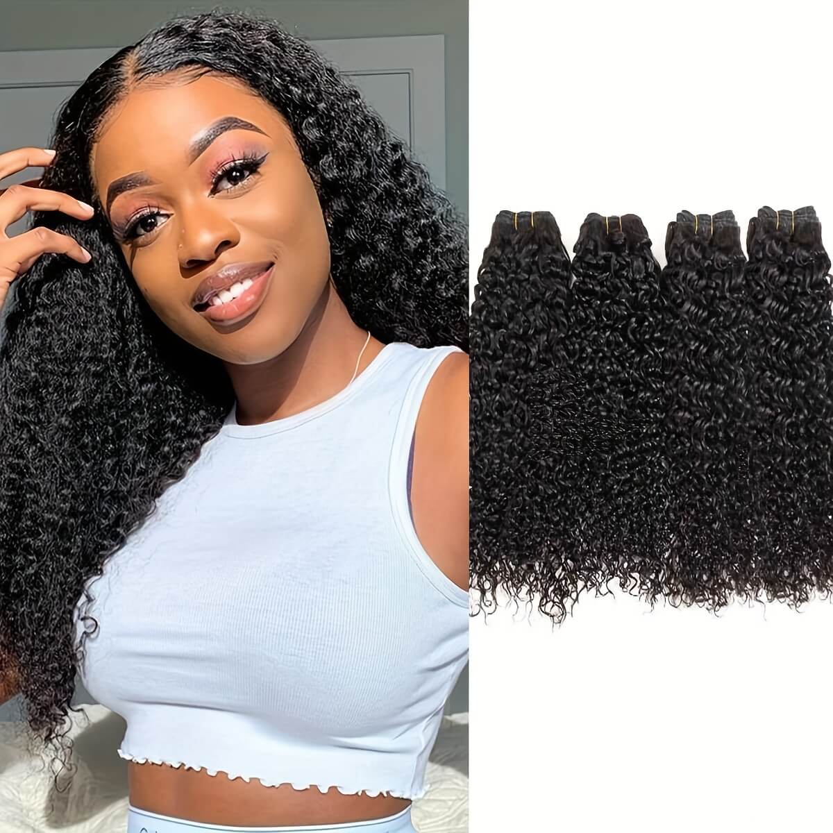 Curly Hair Bundles 3 Bundles Indian Hair Human Virgin Hair Weave