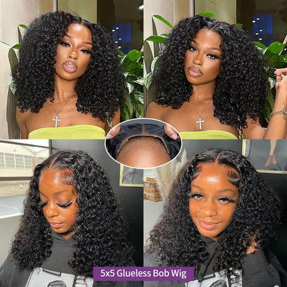 (OneMore Bogo Sale)14 Inch Glueless Bob Lace Frontal Wig Pre-plucked & Bleached Wear and Go Wig