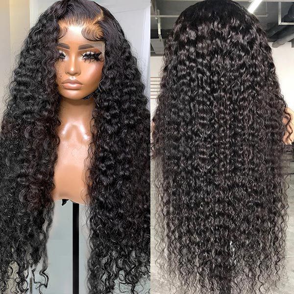 Overnight Shipping Pre Cut Glueless Deep Wave 13x4 Lace Front Human Hair Wigs Pre Plucked and Bleached