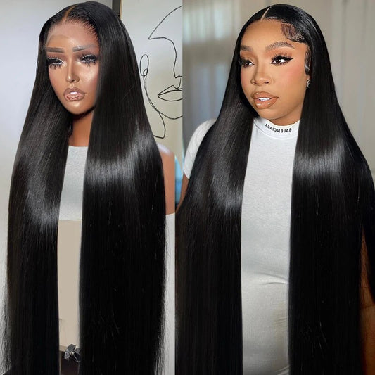 Glueless Straight Hair 13x6 HD Lace Front Wig Pre Plucked and Bleached 40 Inch Real HD Lace Wig