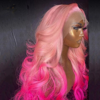 Body Wave Wig Rose Pink 13x4 HD Lace Front Wig Colored Barbie Pink Human Hair Wig