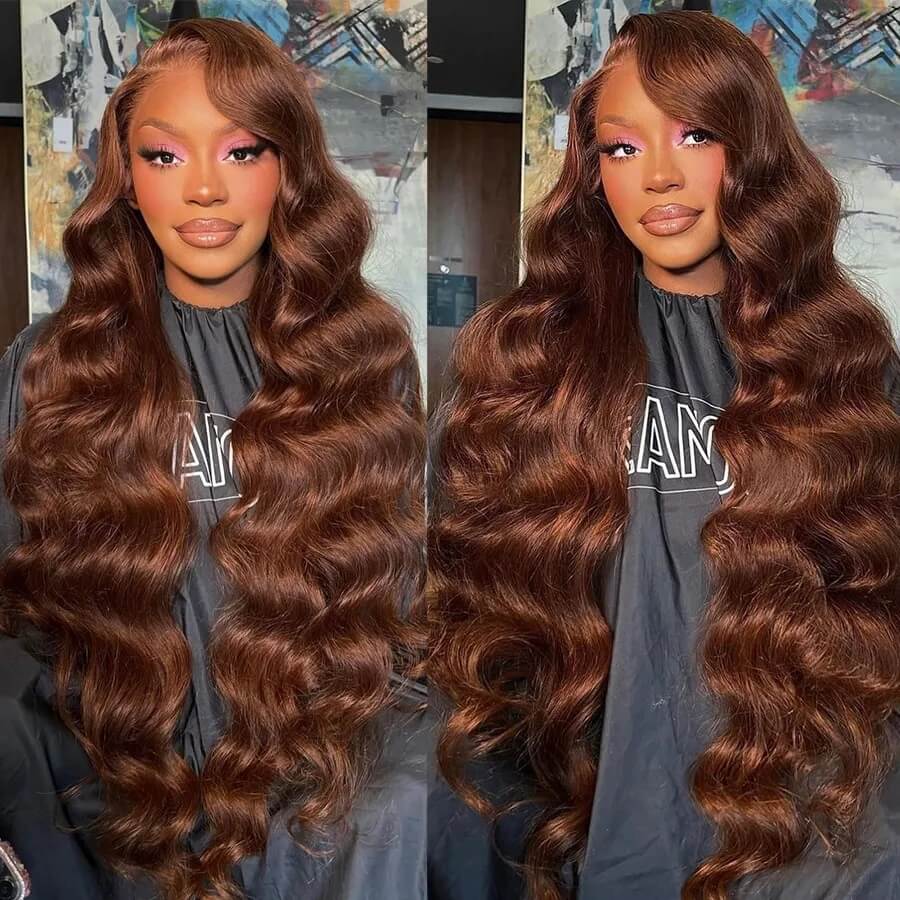 #4 Dark Brown Glueless Body Wave 13x4 Lace Front Wig Chocolate Brown Colored Human Hair Wigs