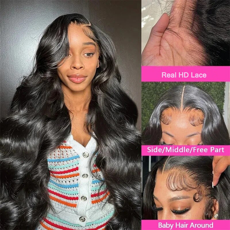 Glueless Loose Body Wave Human Hair Wig 13x4 HD Lace Front Wigs Bleached Knots Pre Plucked