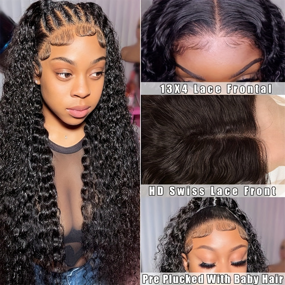 Water Wave Human Hair Wigs Pre Bleached Knots Pre Plucked 13x4 HD Lace Frontal Wig