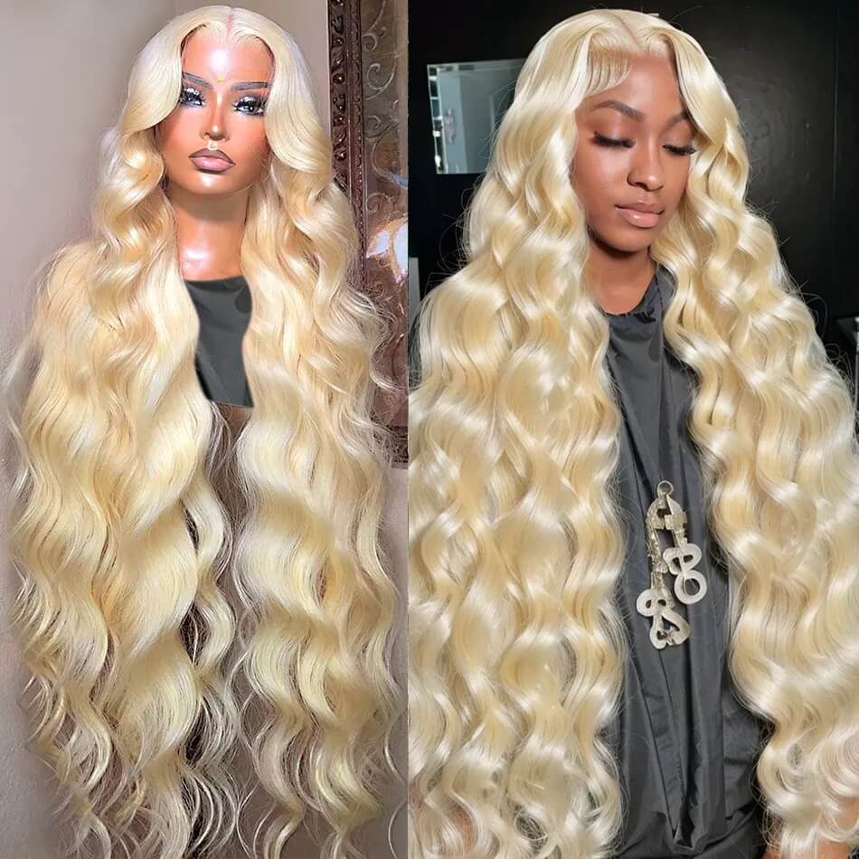 OneMore 613 Blonde Lace Front Wig Body Wave 13x4 HD Transparent Lace Long Human Hair Wigs 40 Inch