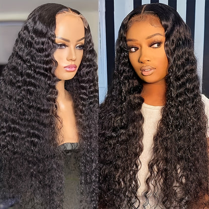 Overnight Shipping Pre Cut Glueless Deep Wave 13x4 Lace Front Human Hair Wigs Pre Plucked and Bleached