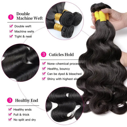 Malaysian Body Wave Human Hair 3 Bundles 100% Human Hair Extensions