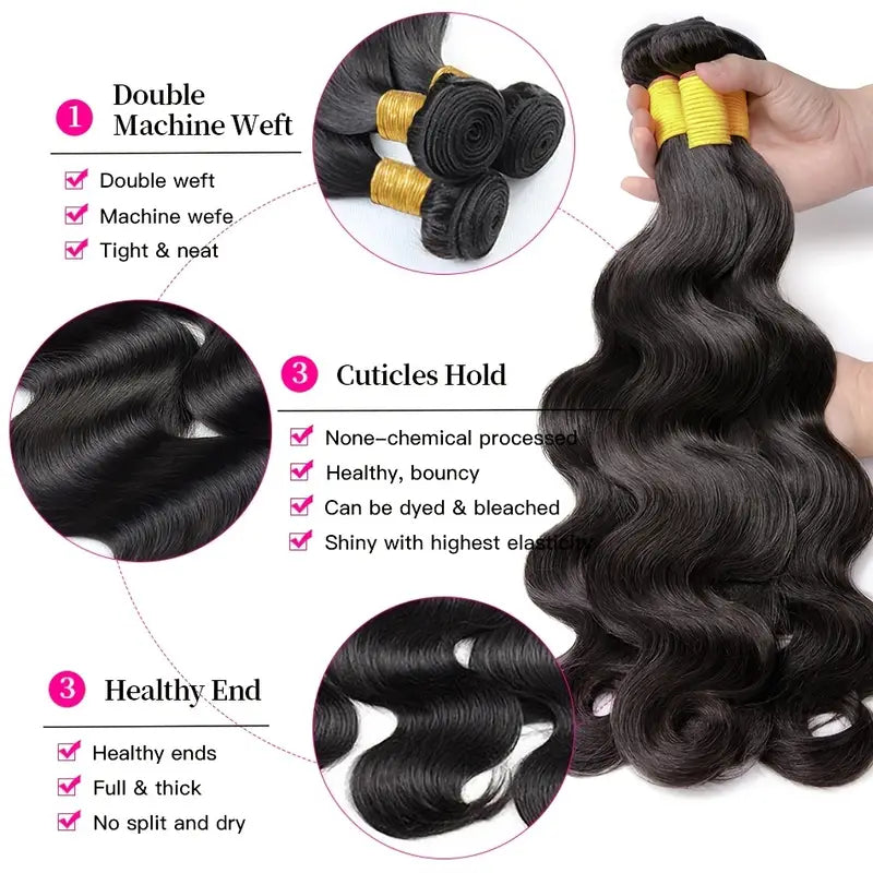 Virgin Peruvian Hair Body Wave 3 Bundles Human Hair Weave One More Hair