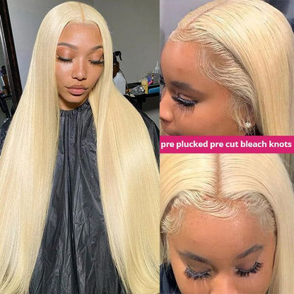 613 Hair Color Transparent 13x4 Lace Front Wig Blonde Straight Hair and Body Wave Human Hair Wig