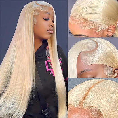 OneMore Blonde Lace Front Wig 613 Straight Human Hair Wigs 13x6 Lace Frontal Wigs Pre Plucked