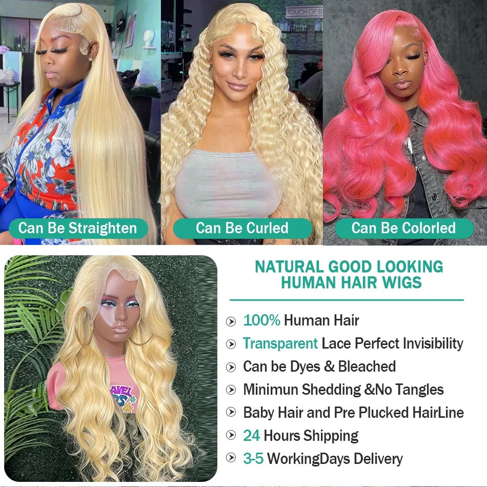 OneMore Blonde Lace Front Wig 613 Straight Human Hair Wigs 13x6 Lace Frontal Wigs Pre Plucked