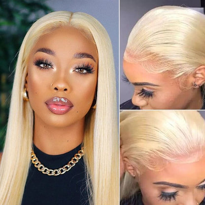 613 Hair Color Pre Cut Lace Front Wig Straight Human Hair Ready to Wear Glueless Lace Frontal Wig Style