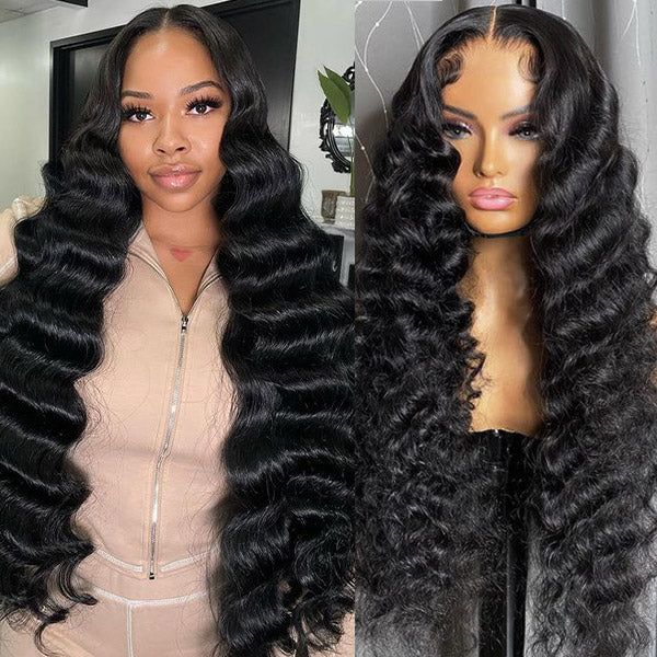 Loose Deep Wave 13x4 Transparent Lace Front Wig Deep Loose Wave Human Hair Wigs