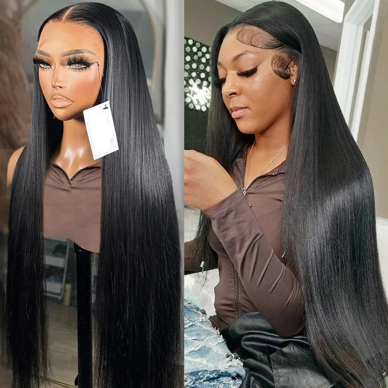 (Super Sale)OneMore Hair Glueless Lace Closure Wig Straight Hair 38 40 Inch Pre Cut Lace Wig Bleached Knots