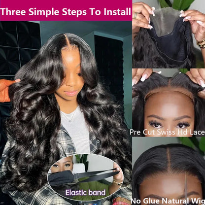 OneMore Pre Bleached 7x6 Glueless Loose Body Wave Wig HD Lace Pre Plucked Ready to Wear Wig 180% Density