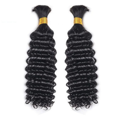 Deep Wave 3pcs Bulk Human Hair Bundles For Braiding Hair Extensions For Braiding