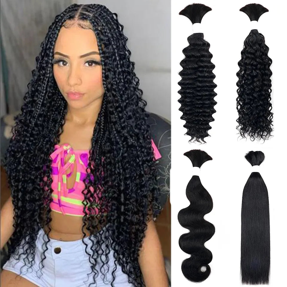 Bulk Human Hair No Weft Double Drawn Extensions Real Human Hair For Braiding