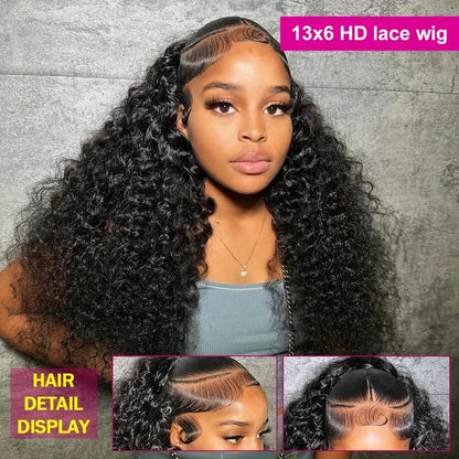 Glueless Lace Wigs Water Wave Human Hair Wigs 13x6 HD Lace Frontal Wig