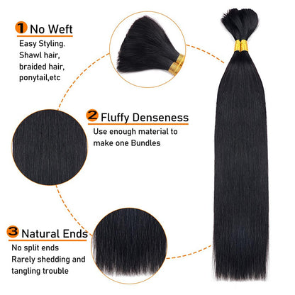 Straight Human Hair Braiding Bulk Hair Extensions No Weft Brazilian Human Hair Bundles