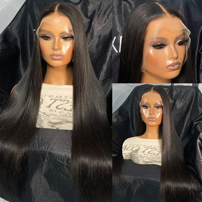 (Super Sale)OneMore Hair Glueless Lace Closure Wig Straight Hair 38 40 Inch Pre Cut Lace Wig Bleached Knots