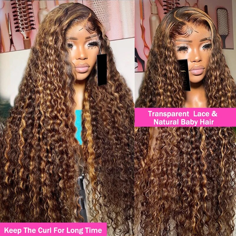 (OneMore Bogo Sale)Honey Blonde Highlights Wig Pre Plucked Lace Front Wig