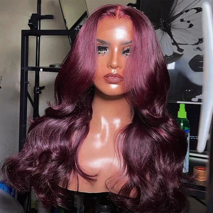 OneMore Dark Burgundy Color 13X4 Lace Front Wigs HD Lace 99J Body Wave Glueless Wig