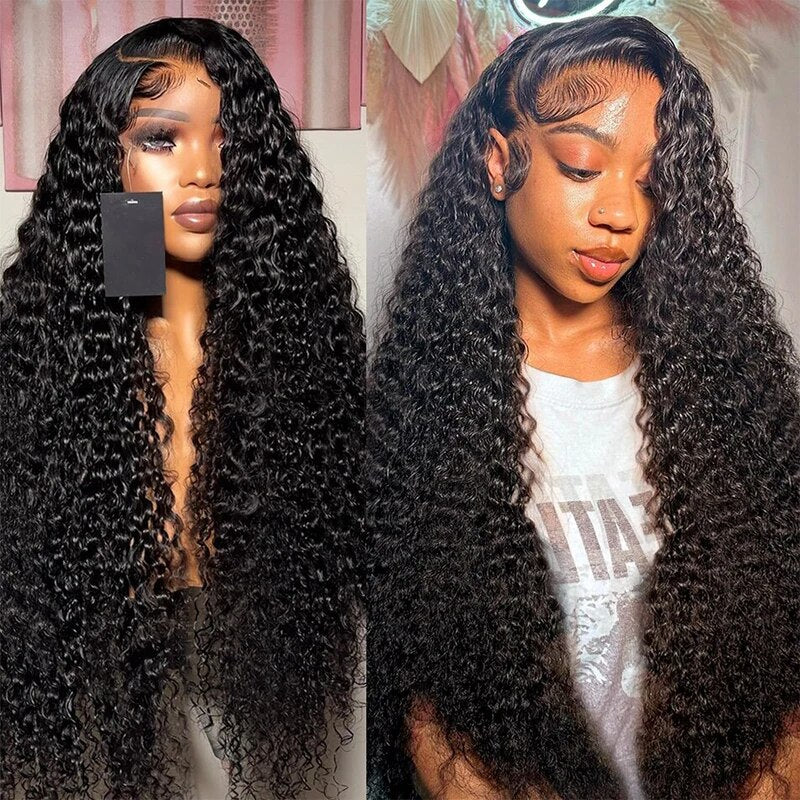 Deep Wave Wig 13x4 Lace Front Wigs Transparent Lace Long Human Hair 34 Inch Glueless Wigs