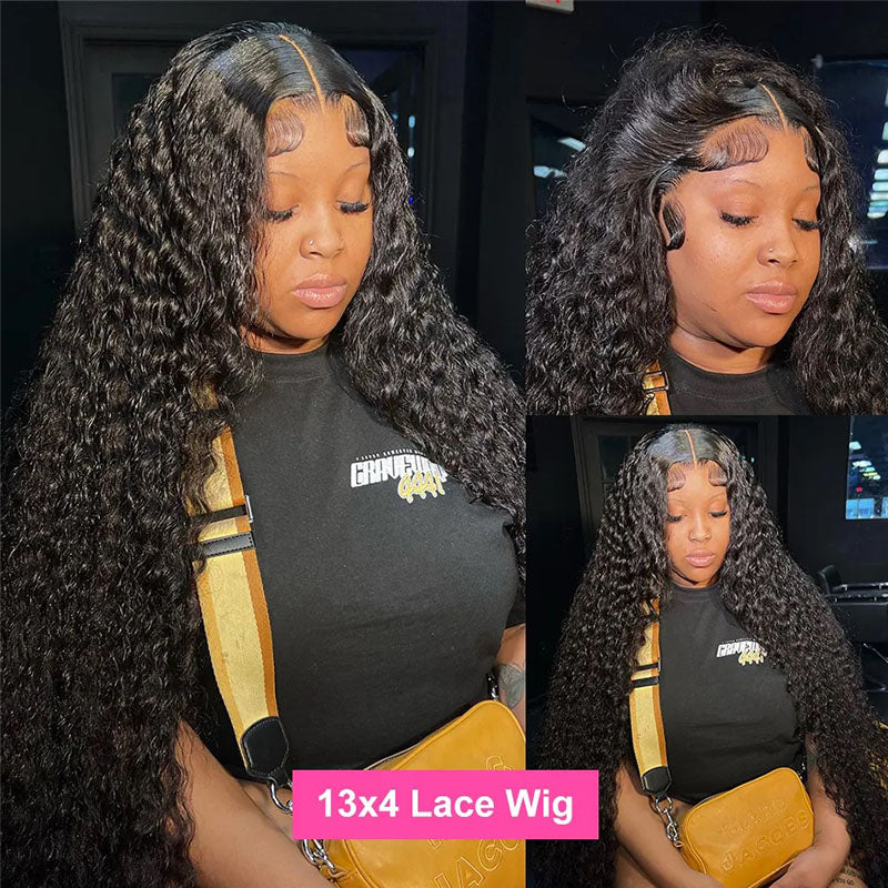 Water Wave Human Hair Wigs Pre Bleached Knots Pre Plucked 13x4 HD Lace Frontal Wig