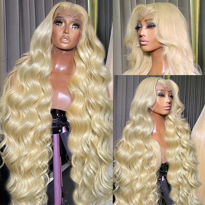 OneMore 613 Blonde Lace Front Wig Body Wave 13x4 HD Transparent Lace Long Human Hair Wigs 40 Inch