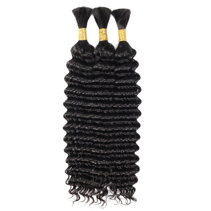 Deep Wave 3pcs Bulk Human Hair Bundles For Braiding Hair Extensions For Braiding