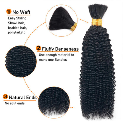 Curly Human Braiding Hair Bulk No Weft Extensions Real Human Hair For Braiding