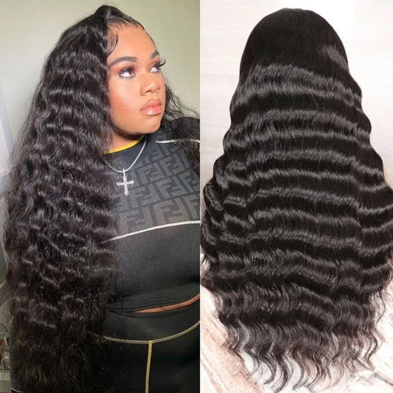 30 Inch HD Lace Wig Glueless Human Hair Wigs 5x5 Closure Wig Bleached Knots 180% Density