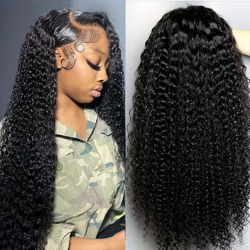 HD Lace 13x4 Full Lace Frontal Wig Glueless Kinky Curly Hair Pre Plucked with Baby Hair